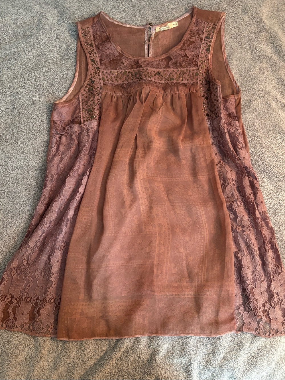 Gimmicks By BKE Purple Sheer Lace Tank Top Small Boho Chic Whimsigoth Babydoll